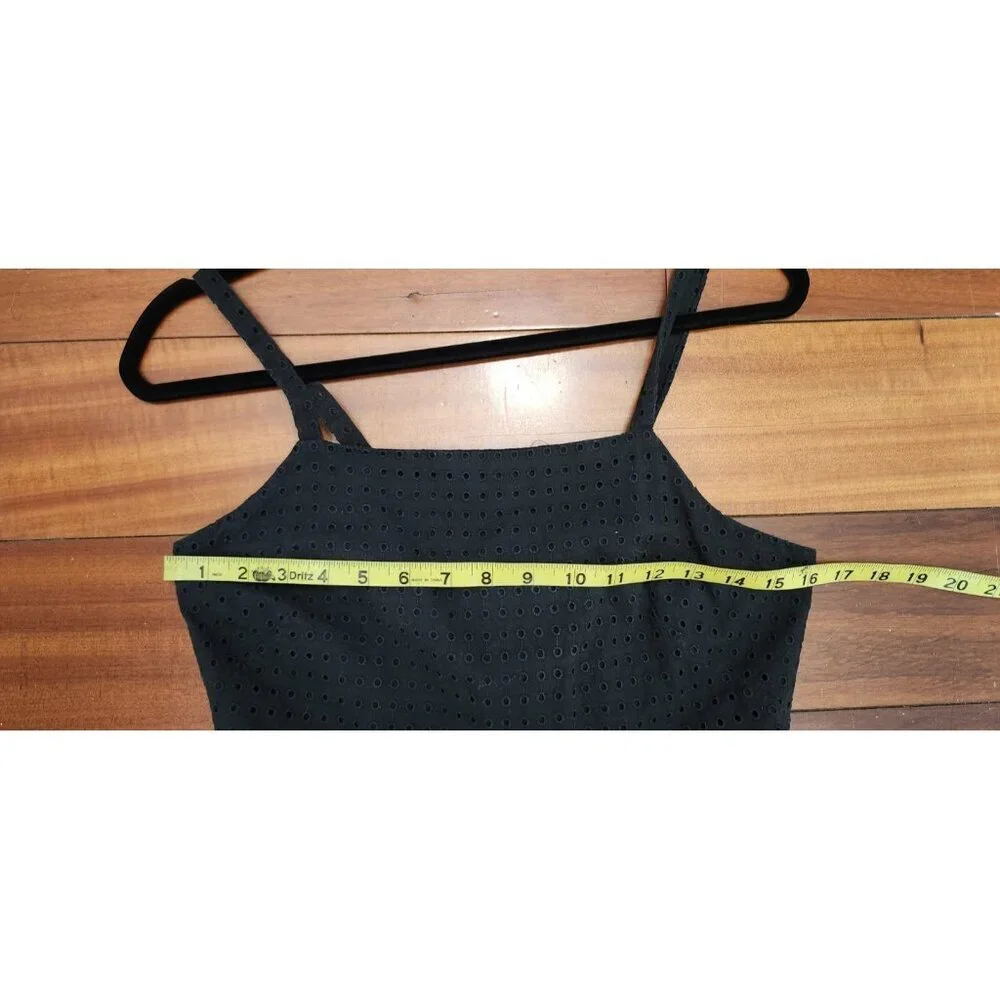 Madewell Black Eyelet Bow Back Midi Dress Cotton Size 4 Spaghetti Straps